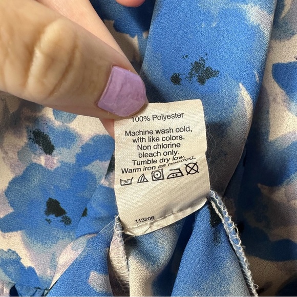 Women’s J Crew Floral Peplum Top Shirt Ruffled Blue Off White - Picture 8 of 8